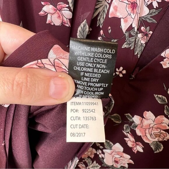 Torrid Womens Size 16 Burgundy Floral Cold Shoulder Ruffle Dress NEW Longsleeve - Picture 13 of 14